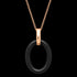 Sterling Silver Rose Gold Black Ceramic Oval Necklace
