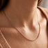 Woman wearing Engelsrufer rose gold 1.5mm Korean chain necklace.