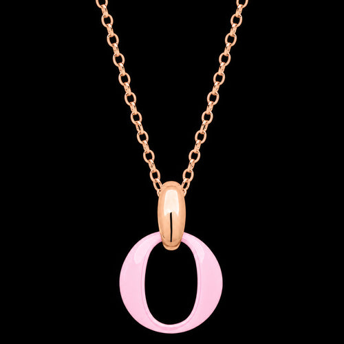 Sterling Silver Rose Gold Pink Ceramic Circle Necklace