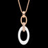 Sterling Silver Rose Gold White Ceramic Oval Link CZ Necklace