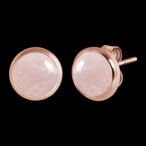 Rose Quartz Cabochon Rose Gold Stud Earrings | Engelsrufer