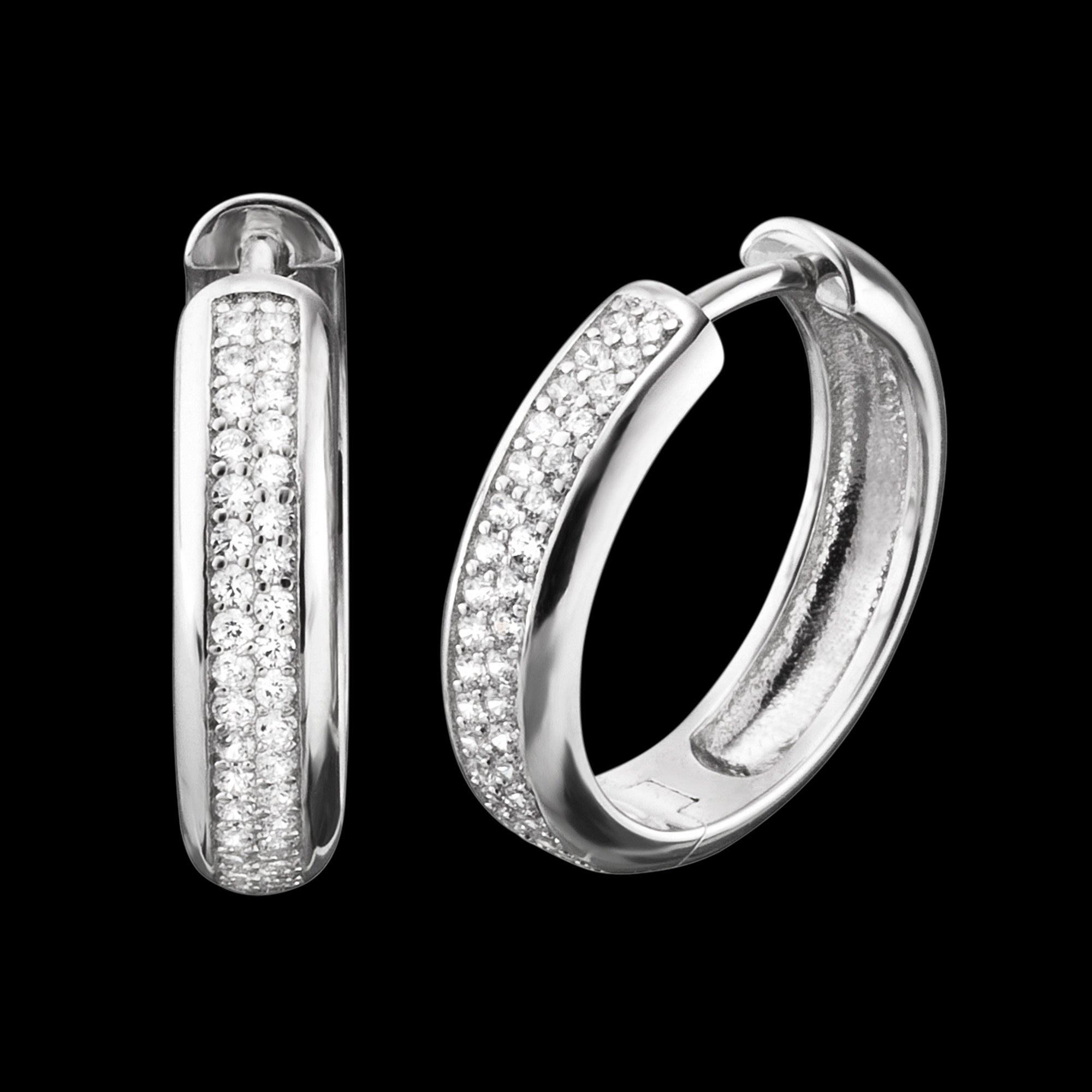 Sterling Silver 20mm CZ Hoop Earrings | Engelsrufer