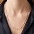 Woman wearing Engelsrufer silver 80cm CZ chain necklace.