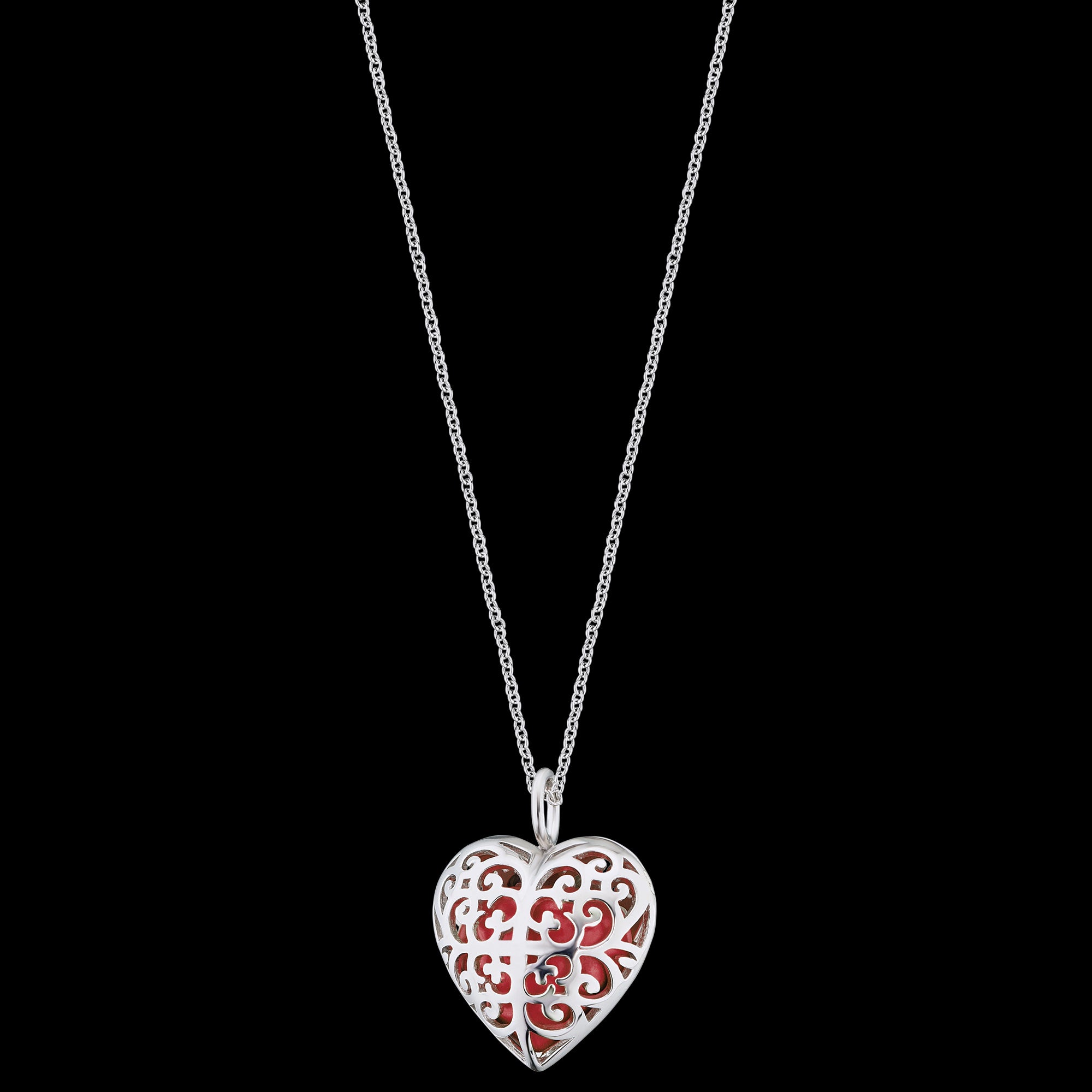Engelsrufer sterling silver red heart soundball necklace.