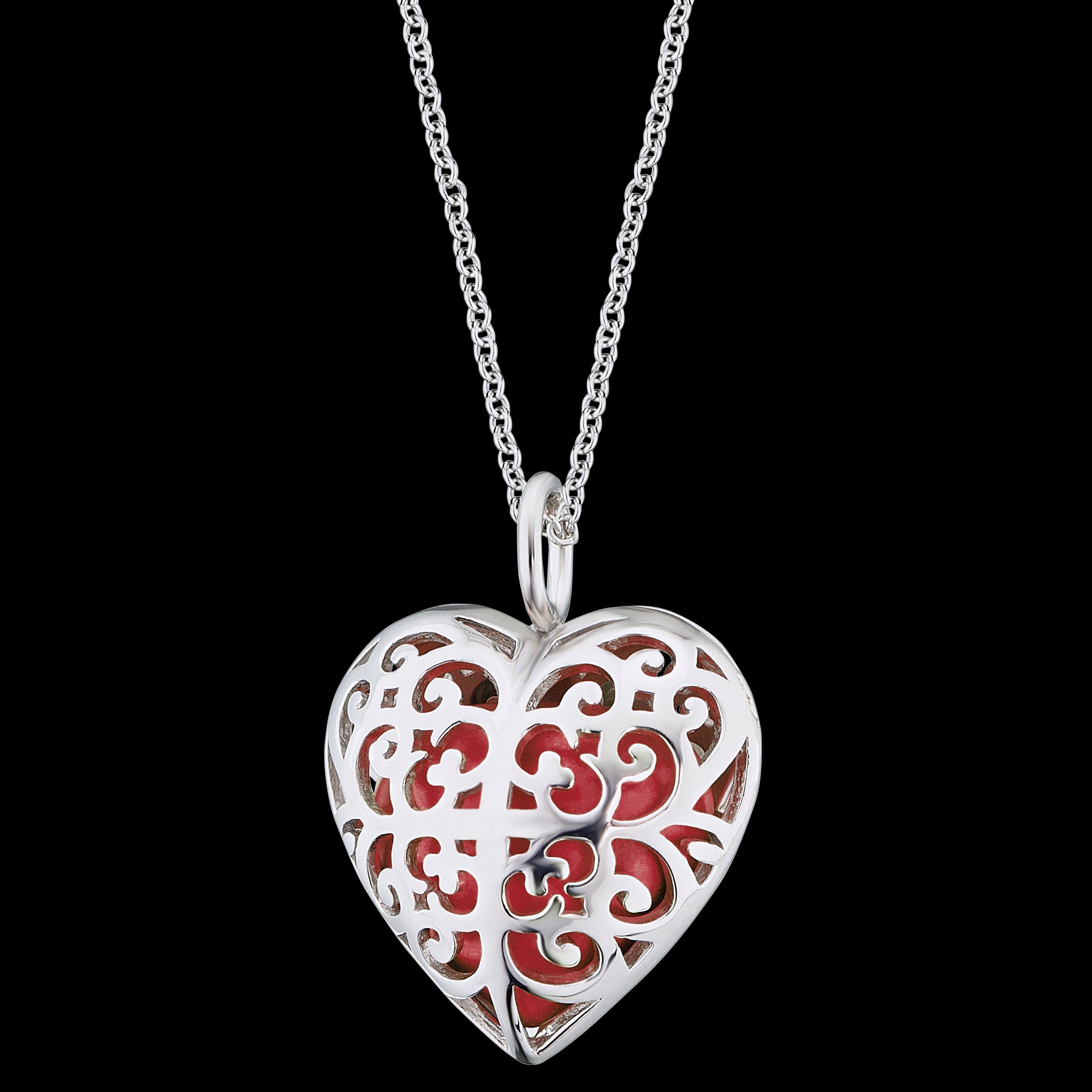 Sterling Silver Red Heart Soundball Necklace | Engelsrufer Australia