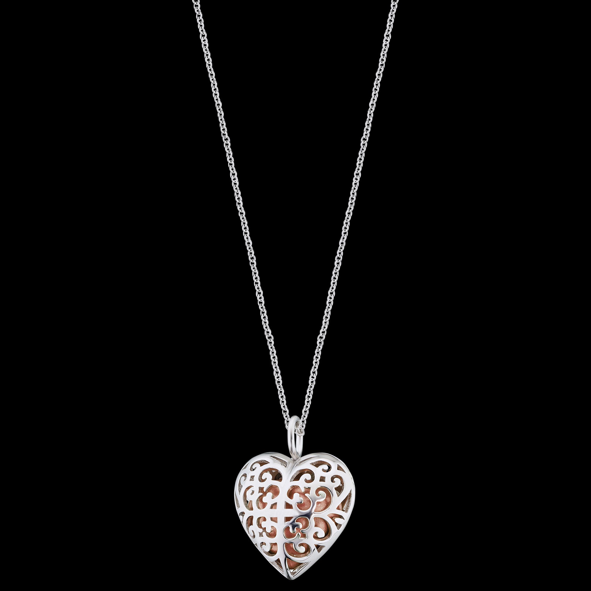 ENGELSRUFER SILVER ROSE GOLD HEART SOUNDBALL NECKLACE