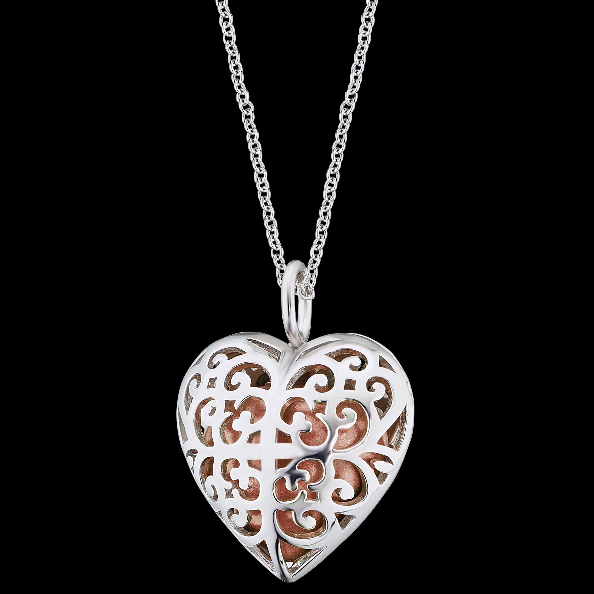 Sterling Silver Rose Gold Heart Soundball Necklace | Engelsrufer Australia