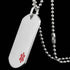 Side view of medical alert stainless steel matt finish dog tag necklace.
