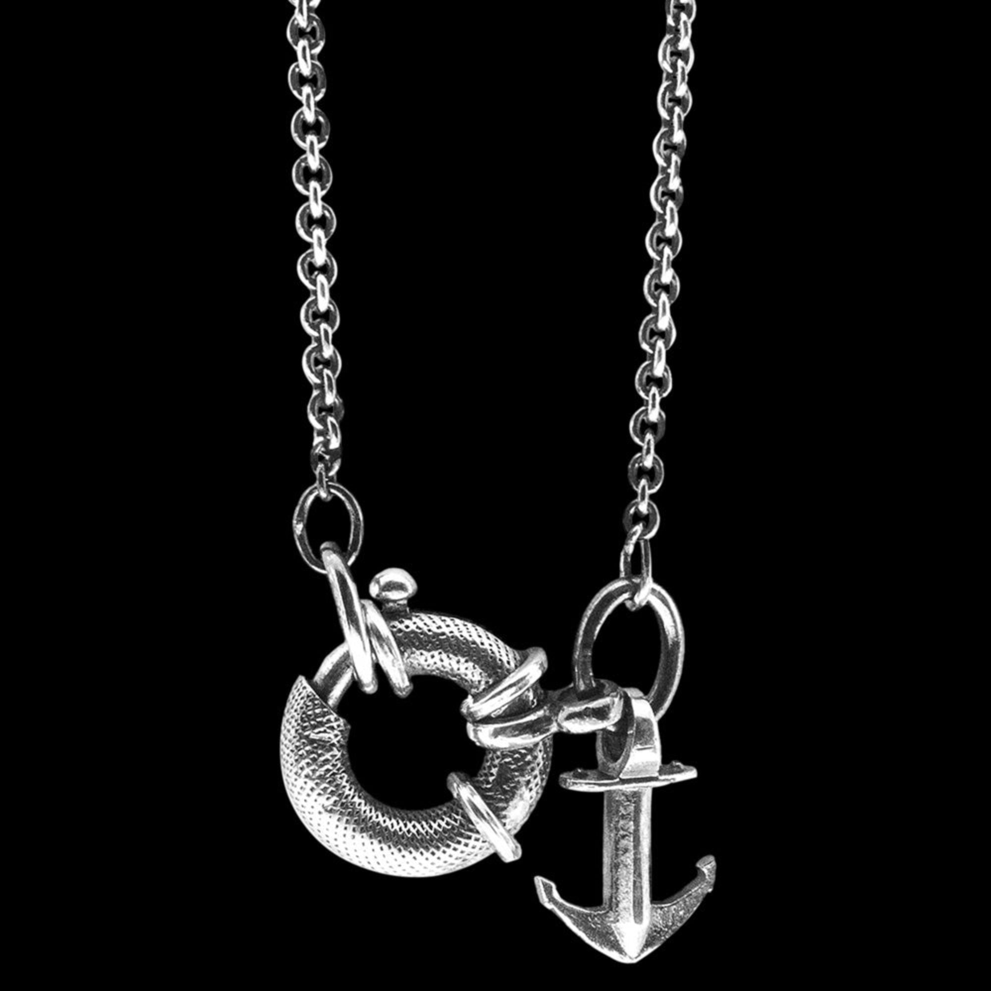 Anchor & Crew Clyde Anchor & Life Buoy Silver Necklace | Australia