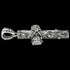 Side view of sterling silver lashed wood cross necklace.