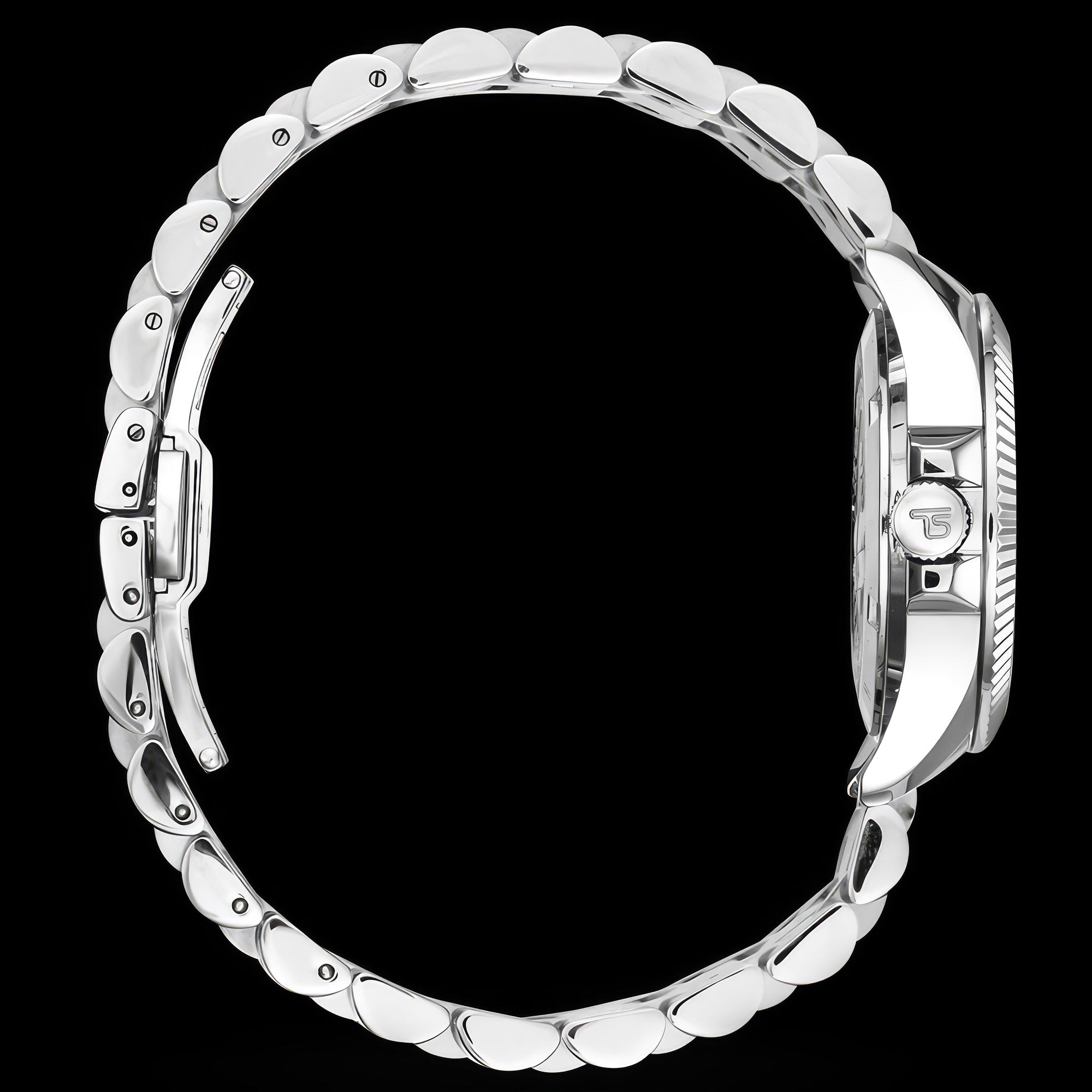 Side view of Thomas Sabo Ladies Flowers gemstone dial silver watch.
