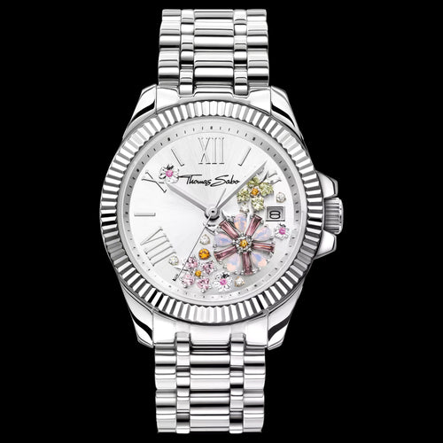 Thomas Sabo Ladies Flowers Gemstone Dial Silver Watch | Australia