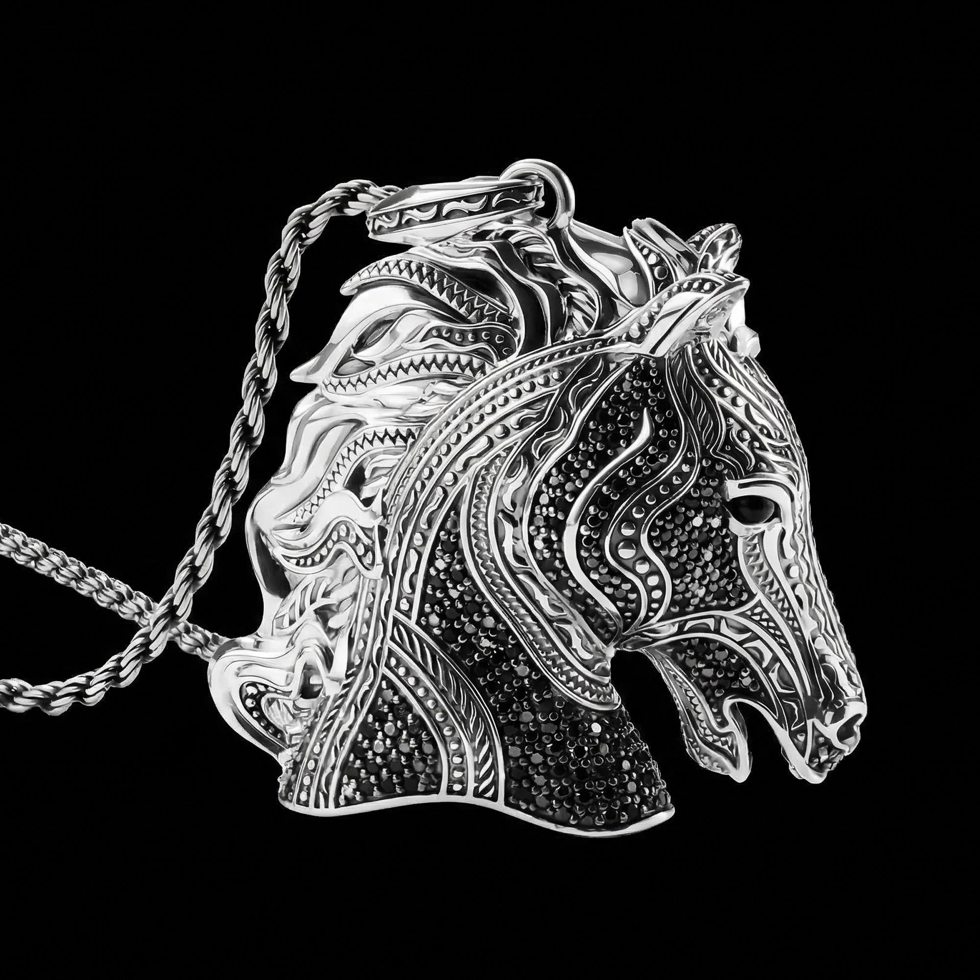 Back view of Thomas Sabo Wild Horses large horse head pendant.