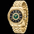 Thomas Sabo Mystic Island gold malachite watch titled to the left.