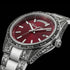 Tilted side angle of Thomas Sabo Rebel At Heart Revive 36mm red dial watch.