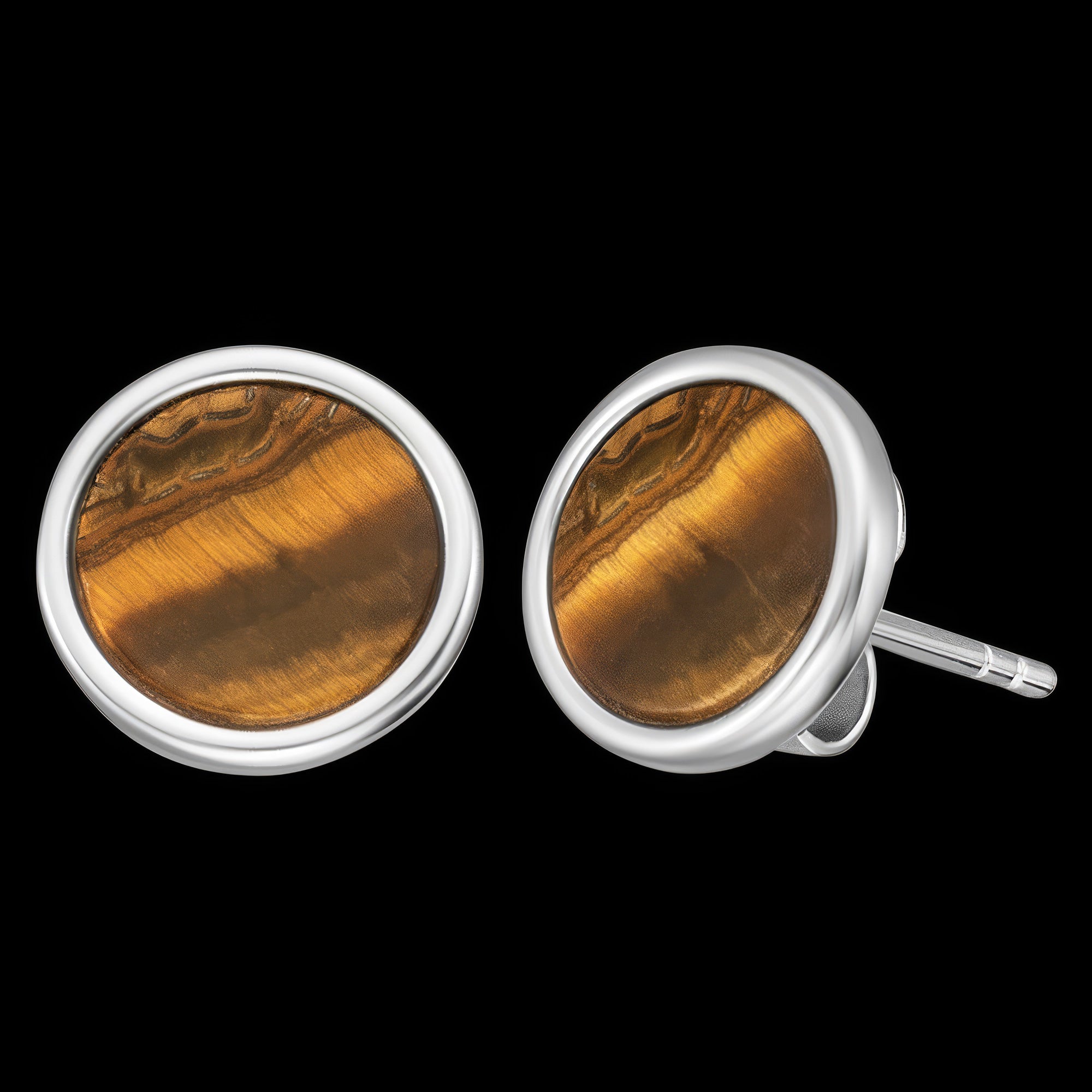Tiger Eye Sterling Silver Circle Earrings | Engelsrufer