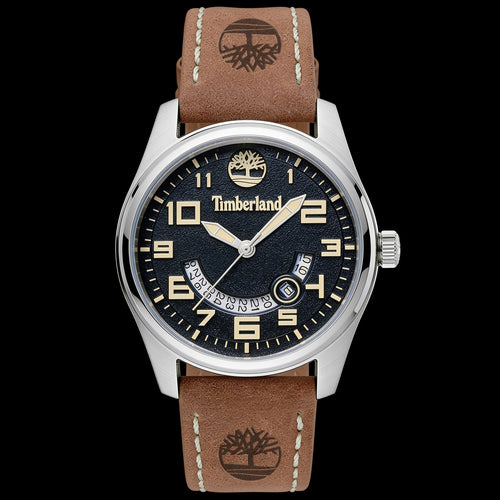 Timberland Lemington Silver Black Dial Tan Leather Watch | Australia