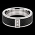 Front view of a titanium black mesh twin CZ men's ring.