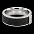 Side view of a titanium black mesh twin CZ men's ring.