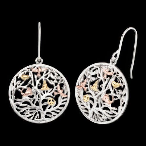 Tree Of Life Circle Filigree Silver Drop Earrings | Engelsrufer