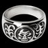 Overview of men's tribal skull stainless steel ring.