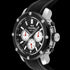 Side tilt view of TW Steel Simeon Panda black dial 48mm grandeur tech TS11 watch.
