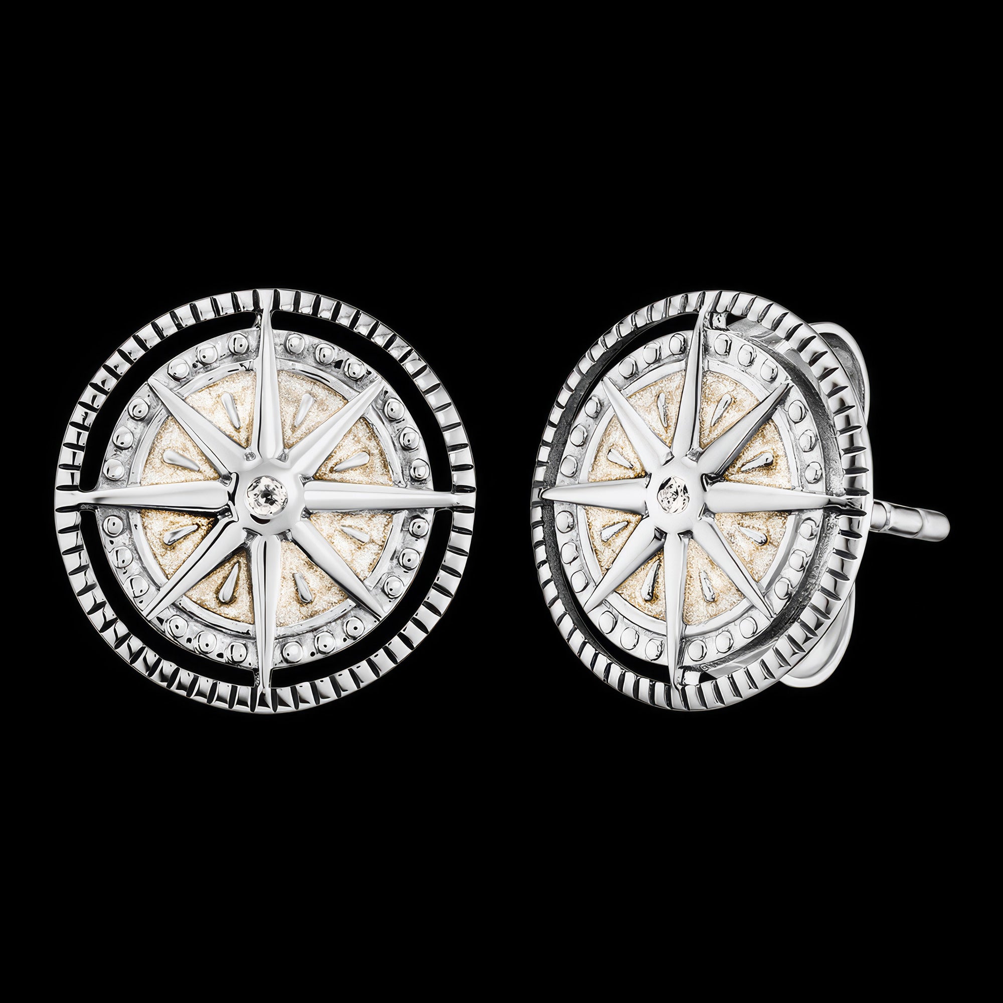 Wind Rose Silver Enamel CZ Earrings | Engelsrufer