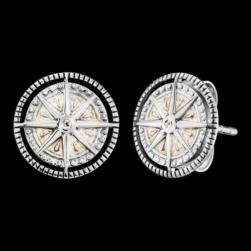 Wind Rose Silver Enamel CZ Earrings | Engelsrufer