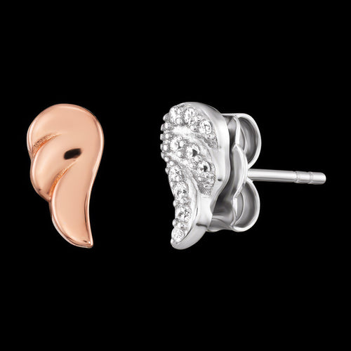 Angel Wings Silver Rose Gold Mismatch Stud Earrings | Engelsrufer