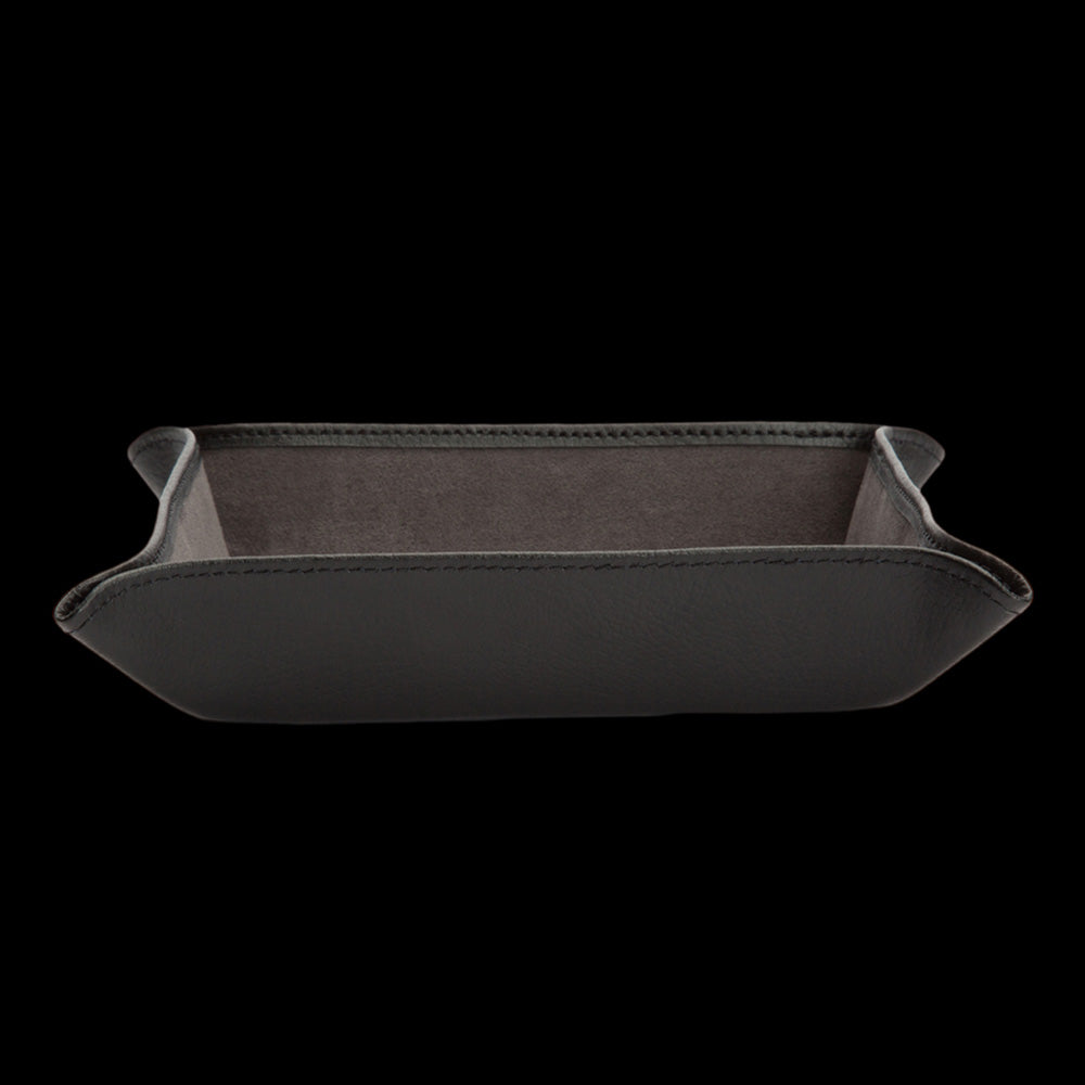WOLF BLAKE GREY BLACK LEATHER COIN TRAY - SIDE VIEW
