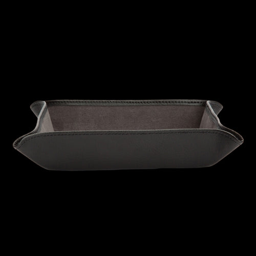 WOLF BLAKE GREY BLACK LEATHER COIN TRAY - SIDE VIEW