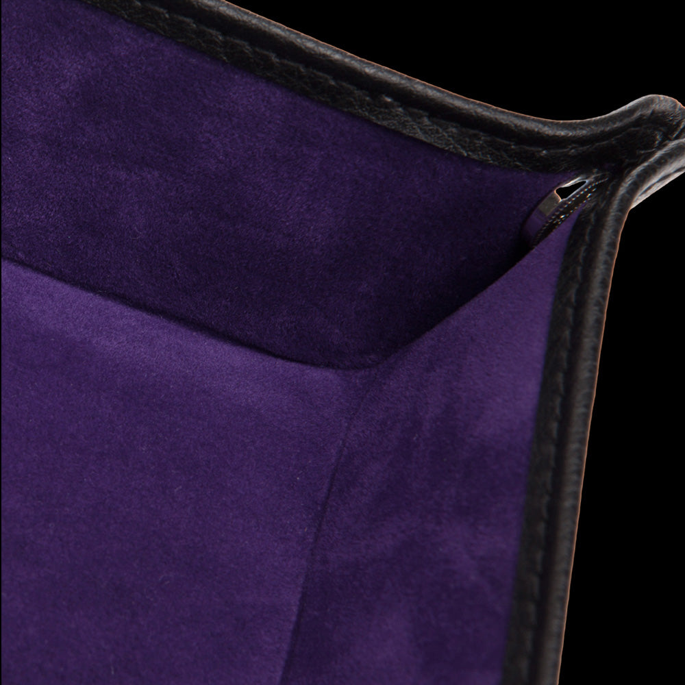 WOLF BLAKE PURPLE BLACK LEATHER COIN TRAY - CLOSE-UP