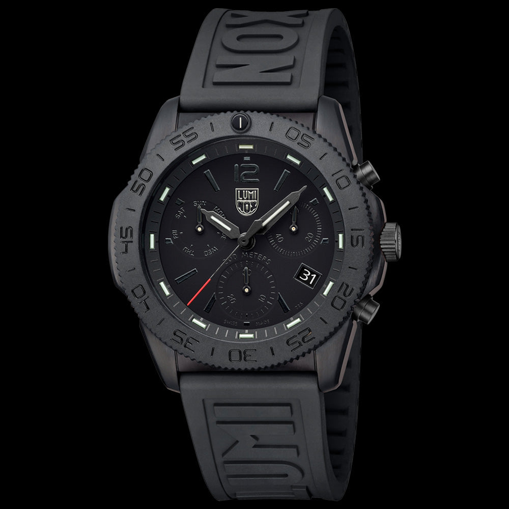 LUMINOX PACIFIC DIVER BLACKOUT CHRONOGRAPH WATCH 3141.BO - TILT VIEW