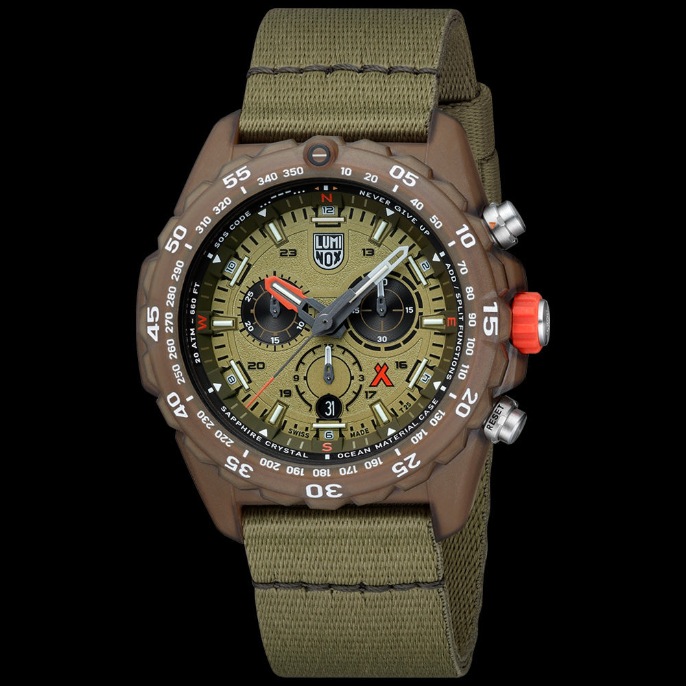 LUMINOX BEAR GRYLLS ECO MASTER #TIDE YELLOW WATCH 3757.ECO - TILT VIEW
