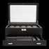 WOLF VICEROY BLACK 10-PIECE DRAW WATCH BOX - OPEN VIEW WITH DRAWER