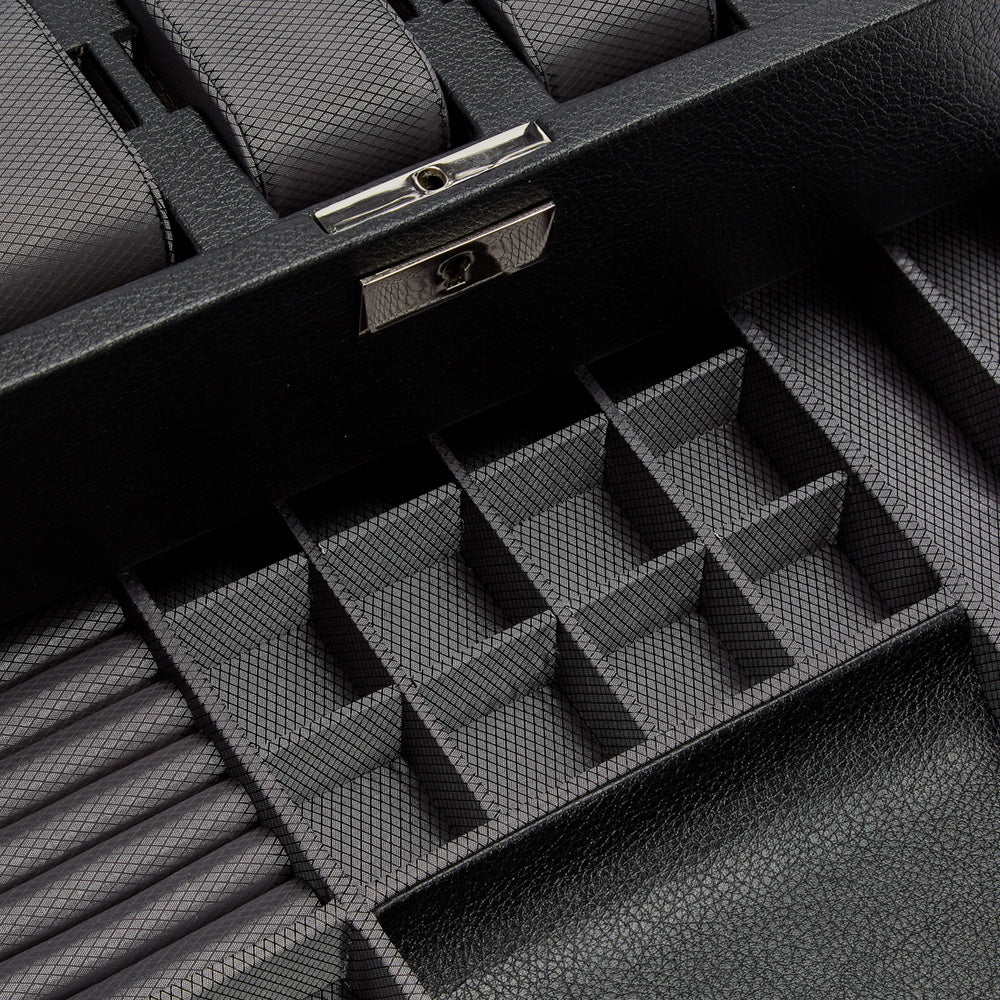 WOLF VICEROY BLACK 10-PIECE DRAW WATCH BOX - INSIDE VIEW 1