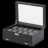 WOLF VICEROY BLACK 10-PIECE DRAW WATCH BOX - OPEN VIEW