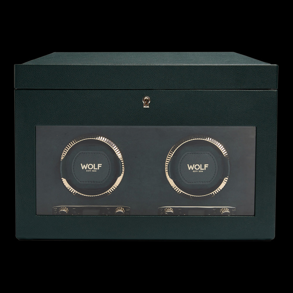 WOLF BRITISH RACING GREEN DOUBLE WATCH WINDER