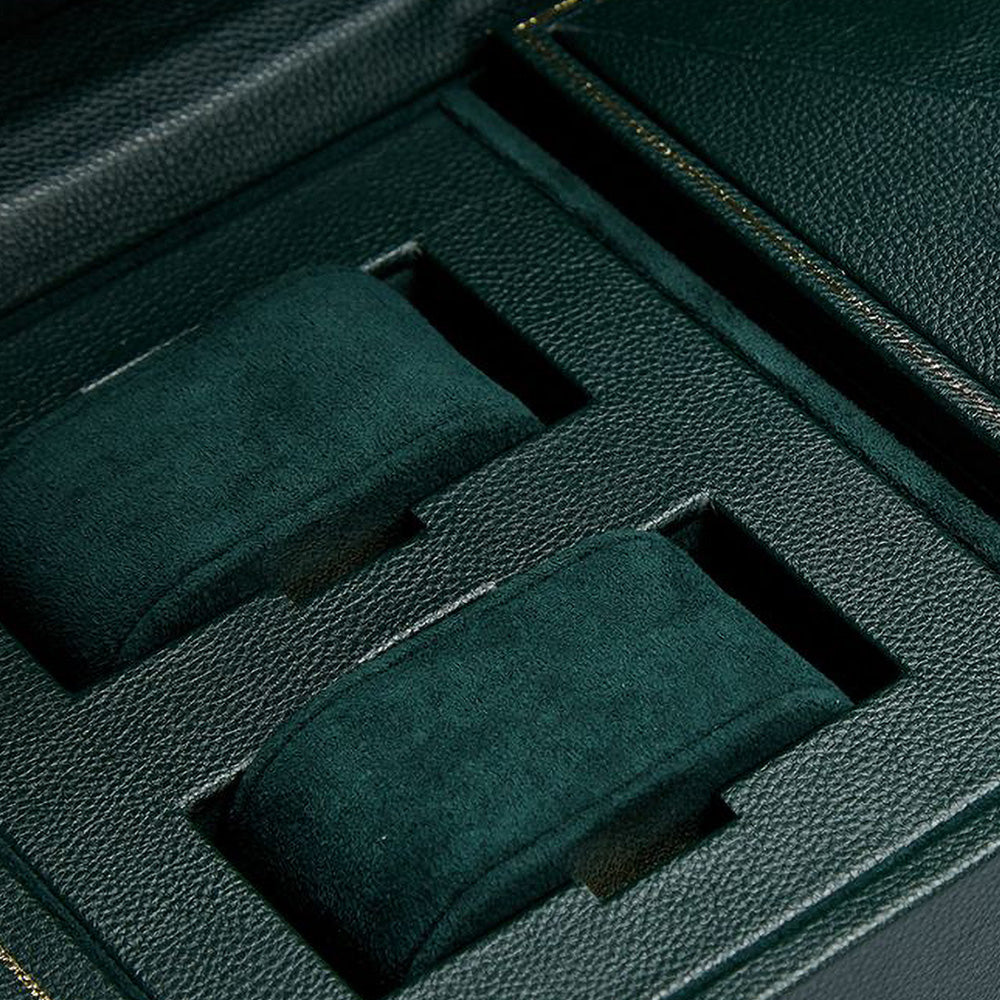 WOLF BRITISH RACING GREEN TRIPLE WATCH WINDER - CLOSE-UP VIEW 3