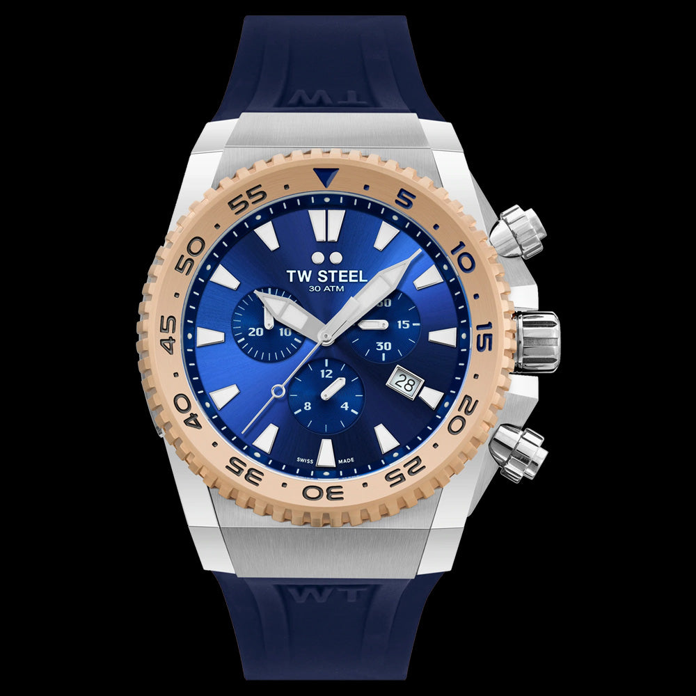 TW STEEL ACE DIVER ROSE GOLD & BLUE WATCH ACE402