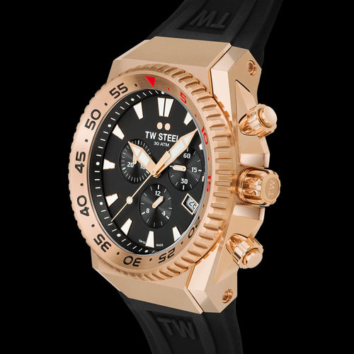 TW STEEL ACE DIVER ROSE GOLD & BLACK WATCH ACE403 - SIDE VIEW