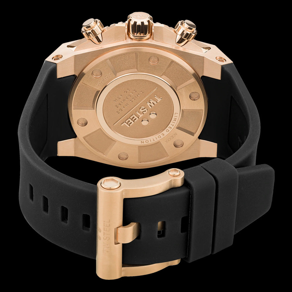 TW STEEL ACE DIVER ROSE GOLD & BLACK WATCH ACE403 - BACK VIEW