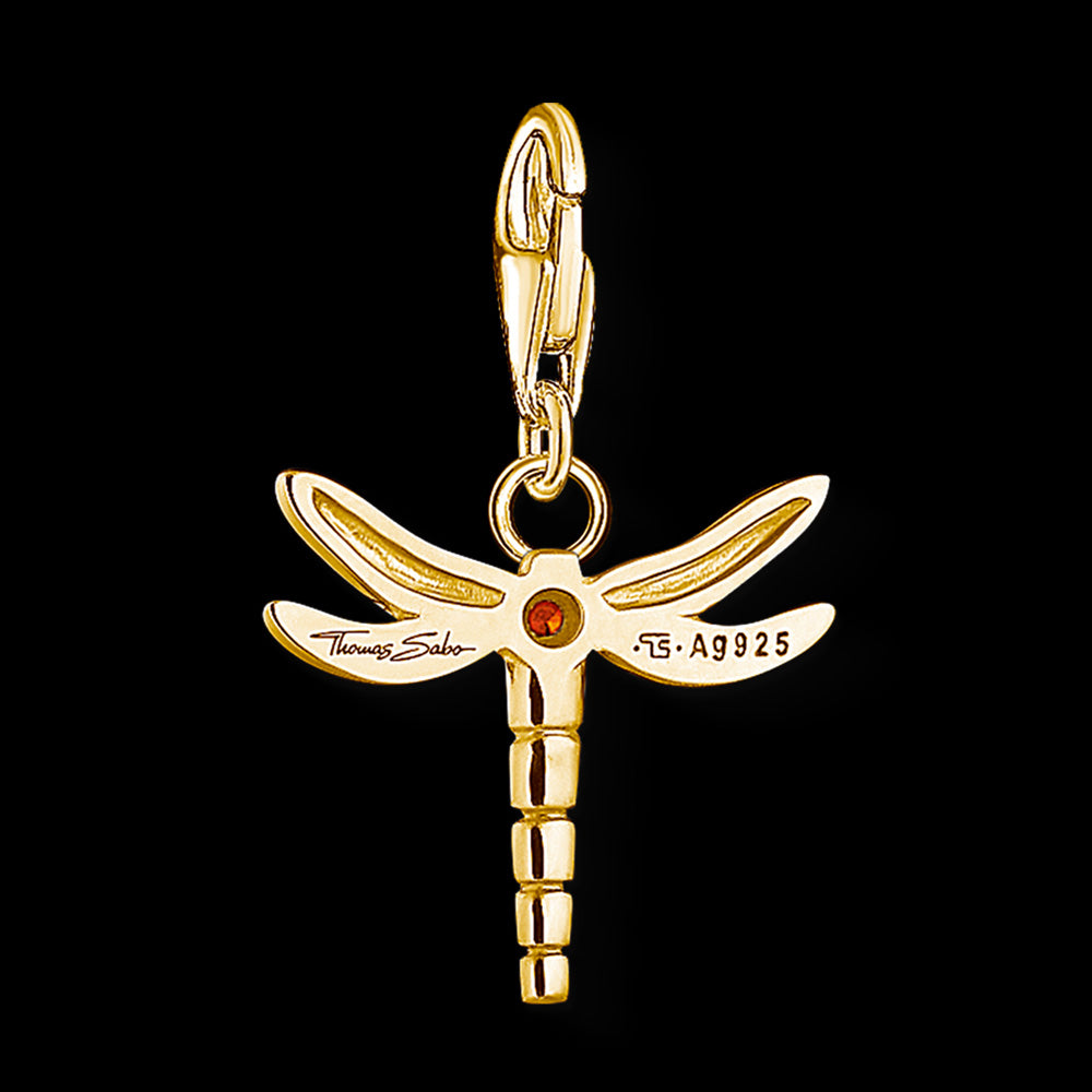 THOMAS SABO GOLD DRAGONFLY CHARM PENDANT - BACK VIEW