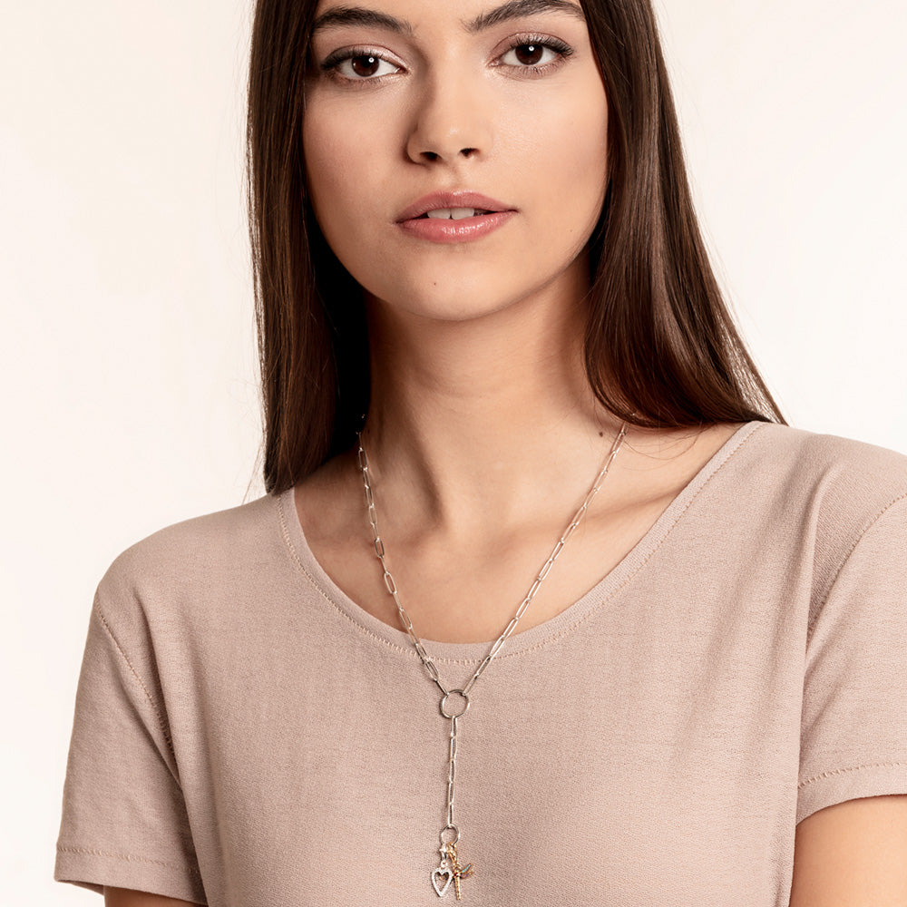 THOMAS SABO GOLD DRAGONFLY CHARM PENDANT - MODEL NECKLACE VIEW 2