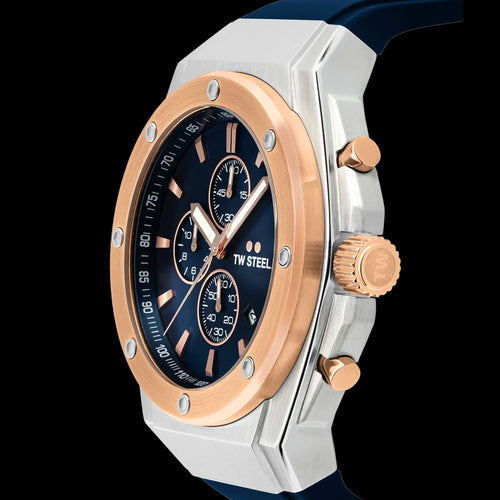 TW STEEL CEO TECH ROSE GOLD BLUE DIAL MEN'S WATCH CE4105 - SIDE VIEW