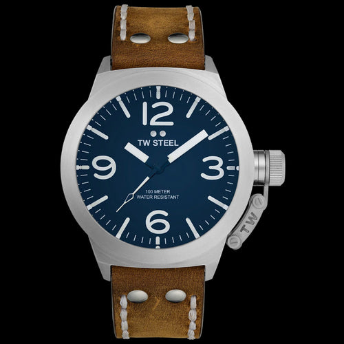 TW STEEL CANTEEN BLUE DIAL LEATHER WATCH CS102