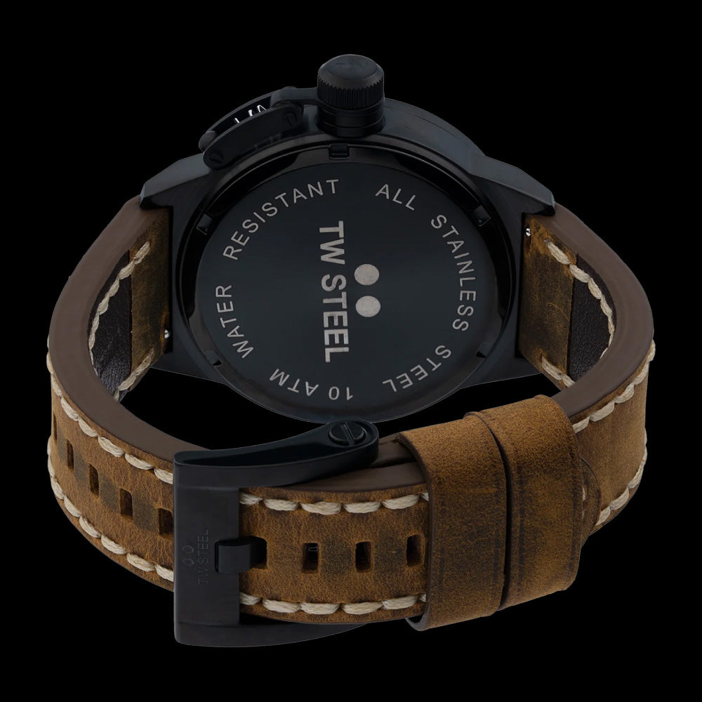 TW STEEL CANTEEN BLACK LEATHER WATCH CS103 - BACK VIEW