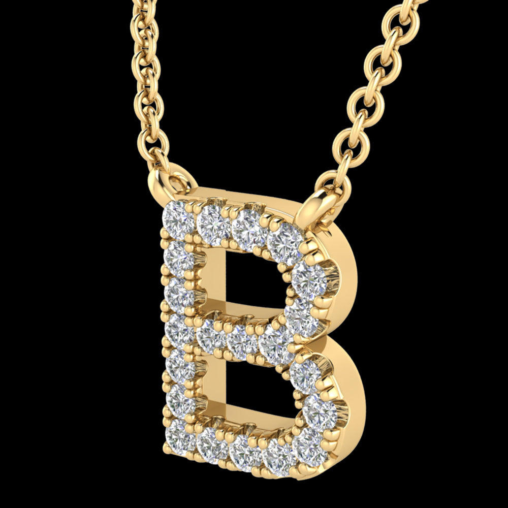 LETTER B DIAMOND INITIAL 9 CARAT GOLD NECKLACE