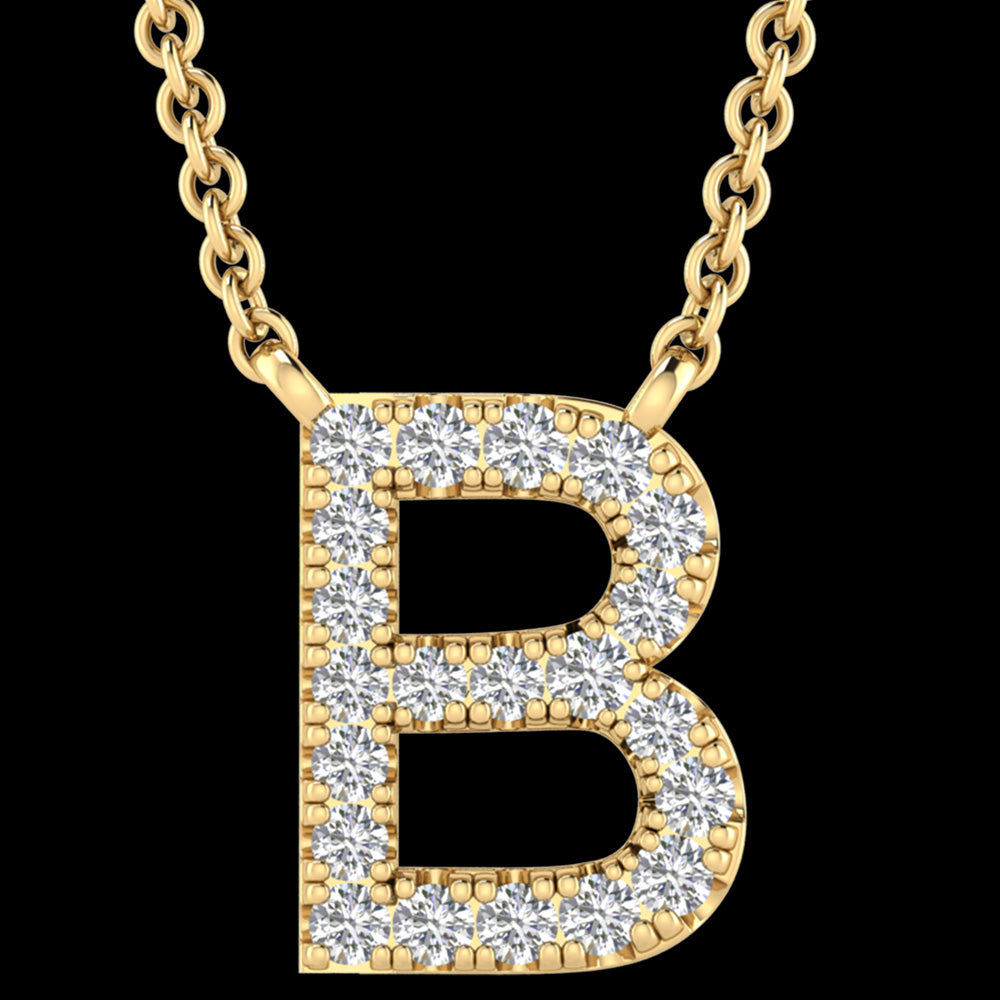 LETTER B DIAMOND INITIAL 9 CARAT GOLD NECKLACE