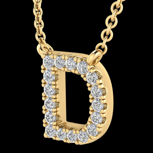 LETTER D DIAMOND INITIAL 9 CARAT GOLD NECKLACE